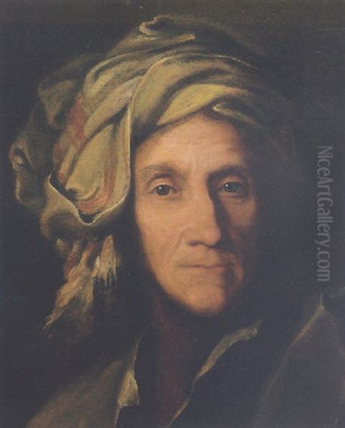 Portrait Of A Man Wearing A Turban Oil Painting by Christian Seybold