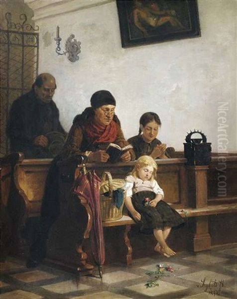 Das Verschlafene Gebet Oil Painting by George von Seybold