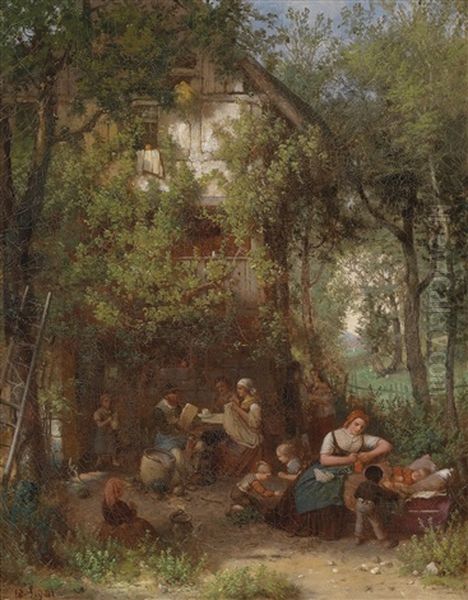 Gartenidylle Oil Painting by Eduard Gustav Seydel