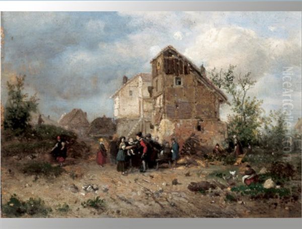 Landschaft Mit Figurenstaffage Oil Painting by Eduard Gustav Seydel