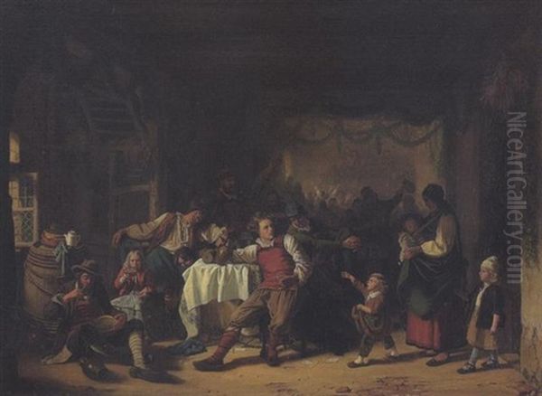 Dorffest In Der Bauernschenke Oil Painting by Eduard Gustav Seydel