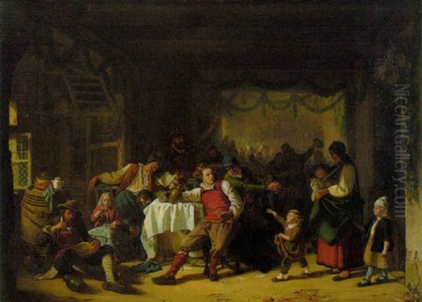 Dorffest In Der Bauernschenke Oil Painting by Eduard Gustav Seydel