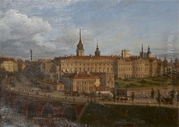 Vue Du Palais Royal De Varsovie Oil Painting by Jan Seydlitz