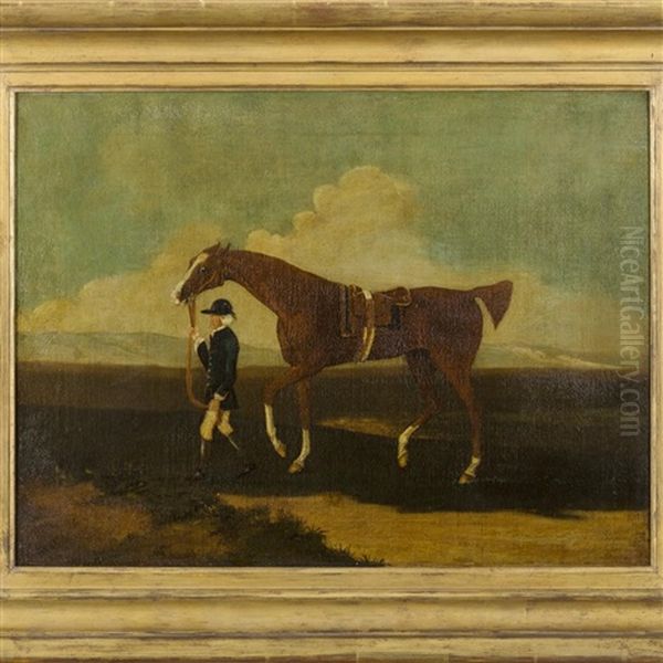 A Chestnut Race Horse With Groom Oil Painting by James Seymour