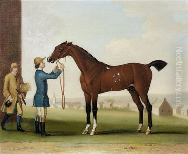 Flying Childers, The Duke Of Devonshire's Racehorse, Held By Grooms Oil Painting by James Seymour