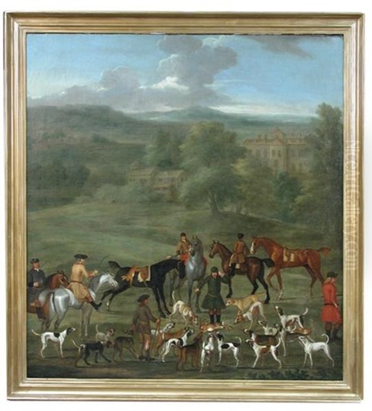 A Harrier Pack With Hounds And Huntsmen Before A Country House, Possibly Drumlanrig, Scotland Oil Painting by James Seymour