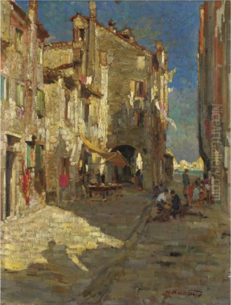 Una Calle Di Chioggia Oil Painting by Alberto Bozza