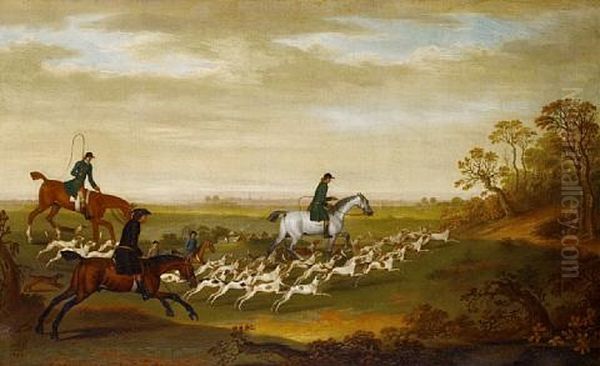 Huntsmen And Their Hounds In An Extensive Landscape Oil Painting by James Seymour