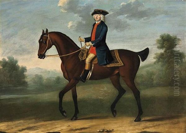 Equestrian Portrait Of A Gentleman, Possibly William, 2nd Duke Of Portland In A Landscape Oil Painting by James Seymour