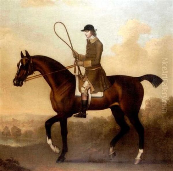 A Chestnut Hunter With Rider Up Oil Painting by James Seymour