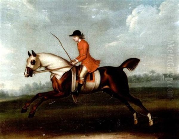 A Training Groom Excercising A Chestnut Racehorse Oil Painting by James Seymour