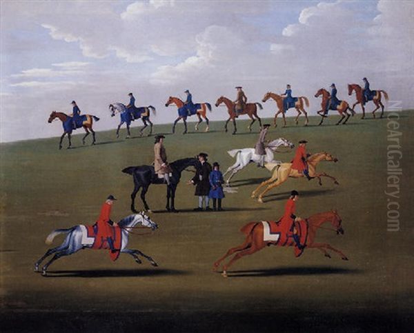 Training On The Newmarket Heath Oil Painting by James Seymour