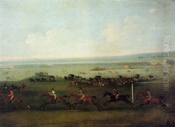 A Race Over The Beacon Course At Newmarket Oil Painting by James Seymour