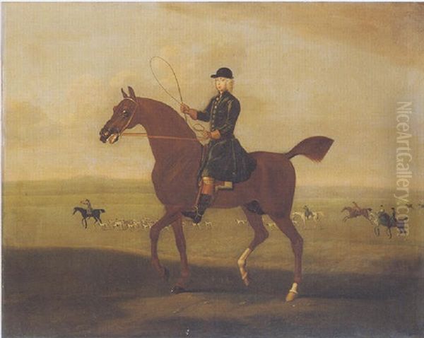 Mr Jolliffe On A Chestnut Hunter With The Hunt Beyond Oil Painting by James Seymour