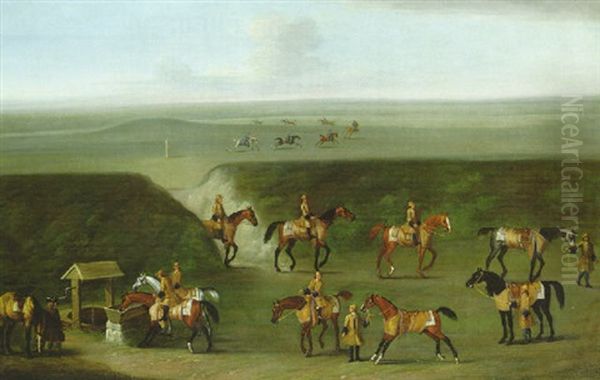 The Well Gap At Newmarket With A String Of Horses Belonging To The Duke Of Devonshire Oil Painting by James Seymour