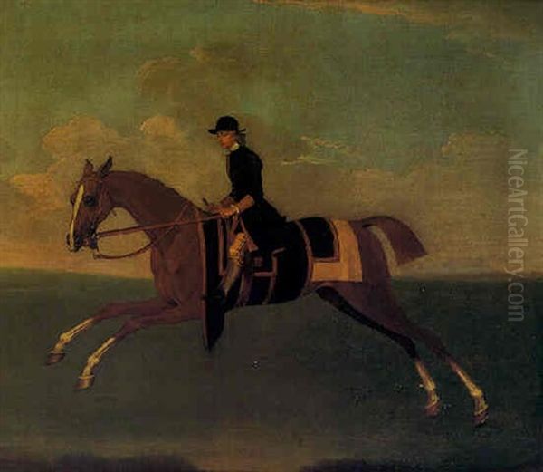 A Chestnut Racehorse With Jockey Up Oil Painting by James Seymour