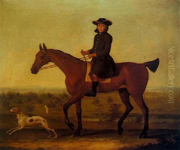 A Gentleman On A Bay Hunter With A Hound Oil Painting by James Seymour