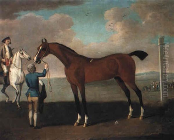 Flying Childers, A Bay Racehorse, With His Groom On Newmarket Heath Oil Painting by James Seymour