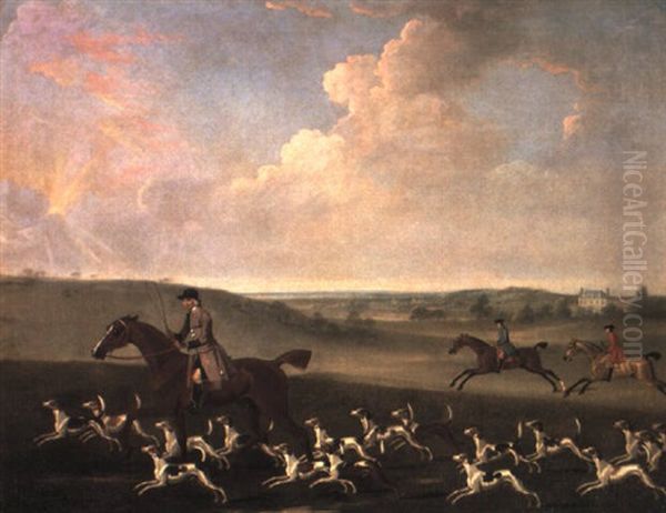 Huntsman And Hounds Near A Country House Oil Painting by James Seymour