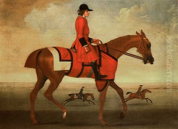 A Racehorse With Jockey Upon Newmarket Heath Oil Painting by James Seymour