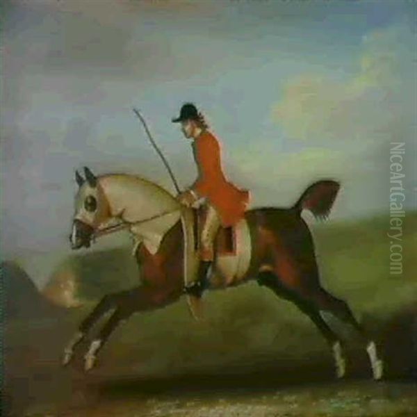 A Bay Racehorse With Jockey Up By The Gap At Newsmarket Oil Painting by James Seymour