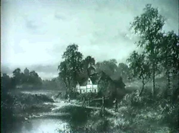 A Farm House By A Stream Oil Painting by Thomas Seymour