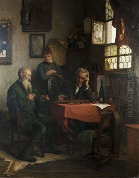 Die Schachpartie Oil Painting by Carl Maria Seyppel