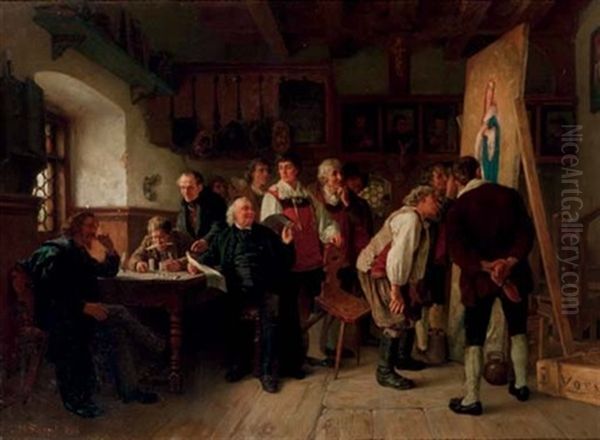 Das Neue Altarbild - Inspecting The Commission Oil Painting by Carl Maria Seyppel