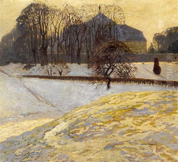 Schloss Arolsen - Winterdammerung Im Park Oil Painting by Hans Seyppel