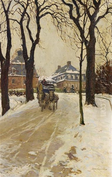 Schloss Arolsen Im Winter Oil Painting by Hans Seyppel