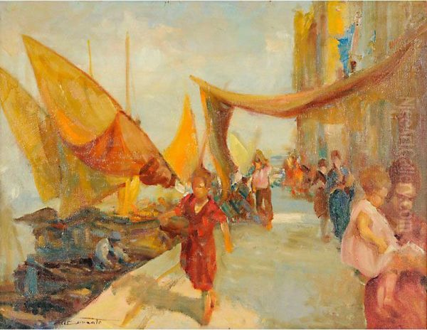 Passeggiata A Chioggia Oil Painting by Attilio Bozzato