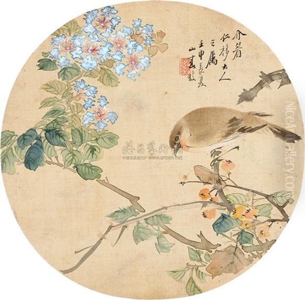 Pipa And Birds Oil Painting by  Sha Fu