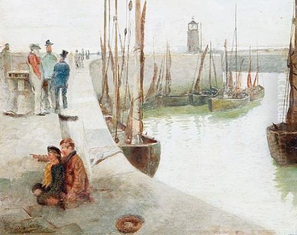 Harlech Harbor Oil Painting by William Shackleton