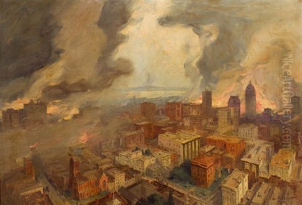 1906 San Francisco Fire Oil Painting by Laura A. Shafer