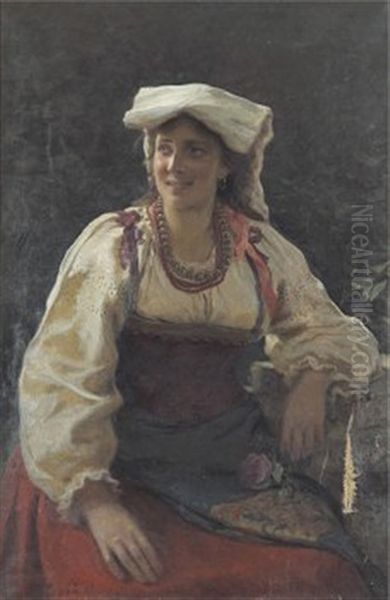 Portratt Av Ung Kvinna Oil Painting by Nikolai Pavlovich Shakhovskoy