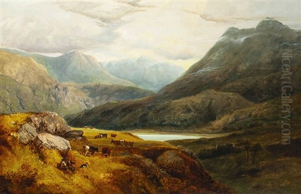 A Welsh Valley Near Betws-y-coed Oil Painting by George Shalders