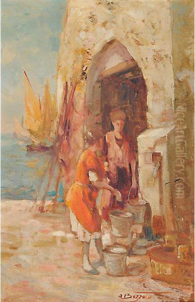 Alla Fonte Oil Painting by Attilio Bozzato