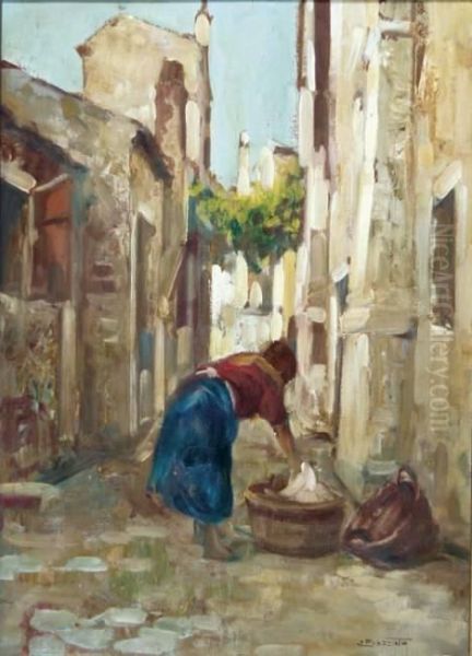 Lavandaia Oil Painting by Attilio Bozzato