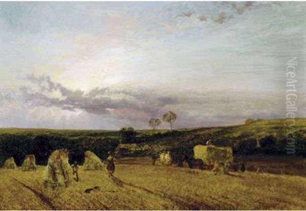 The Harvest Field, Sunset Oil Painting by George Shalders