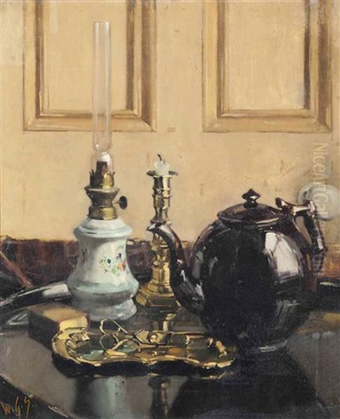 A Pot Of Tea Oil Painting by William Somerville Shanks