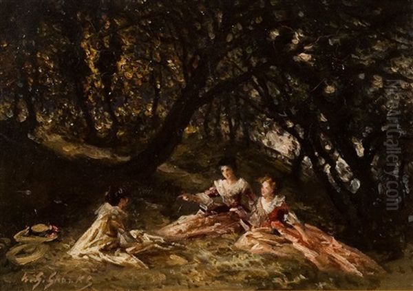 The Picnic Oil Painting by William Somerville Shanks