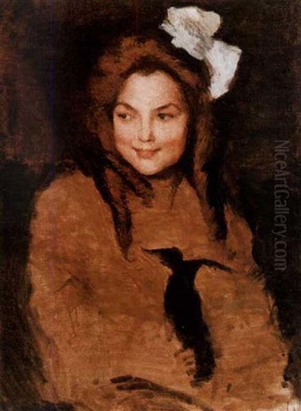 Portrait Of Young Lady Oil Painting by Charles Haslewood Shannon