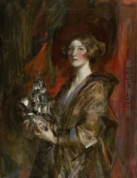 Mrs Patrick Campbell In Theatrical Costume Oil Painting by James Jebusa Shannon