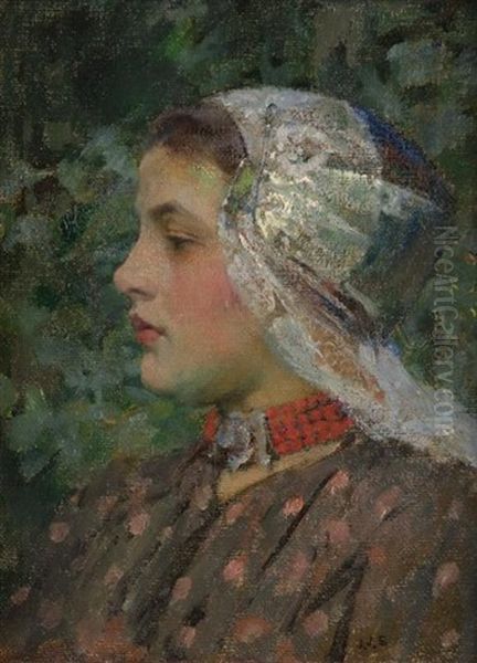 Portrait Of A Dutch Girl (dirkje) Oil Painting by James Jebusa Shannon