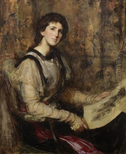 Portrait Of Mrs Senior (nee Hammersley) (1864-1943) Oil Painting by James Jebusa Shannon