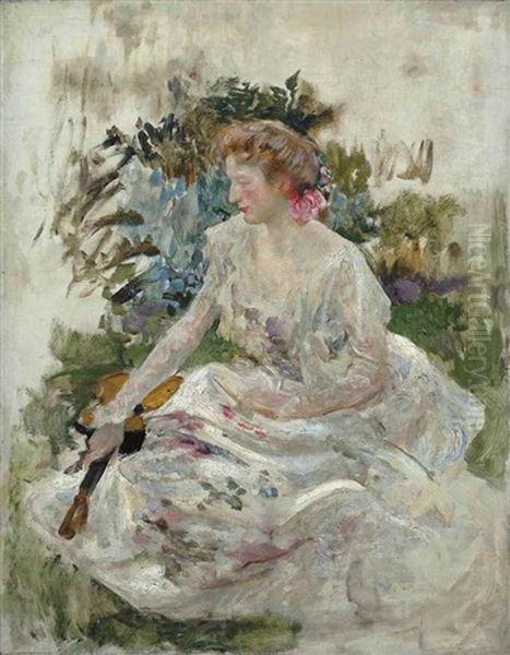 Sweet Music Oil Painting by James Jebusa Shannon