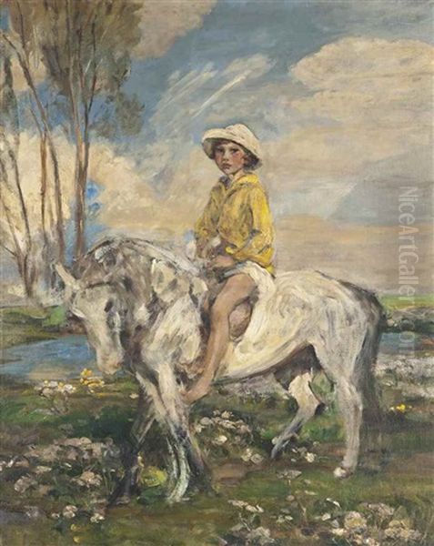 The Artist's Grandson Jeb Keigwin On A Pony by James Jebusa Shannon