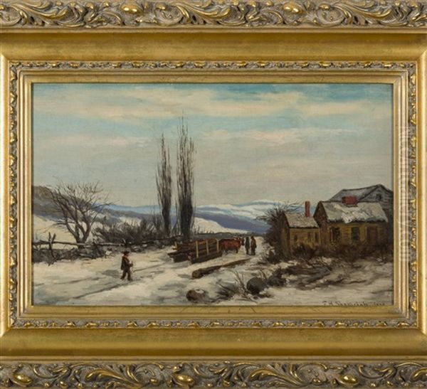 Frank Henry Shapleigh (american 1842-1906). Winter View In West Lebanon, Maine, Looking Toward The White Mountains Oil Painting by Frank Henry Shapleigh