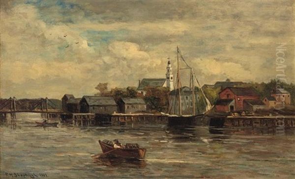 Kennebunkport From Below The Bridge Oil Painting by Frank Henry Shapleigh