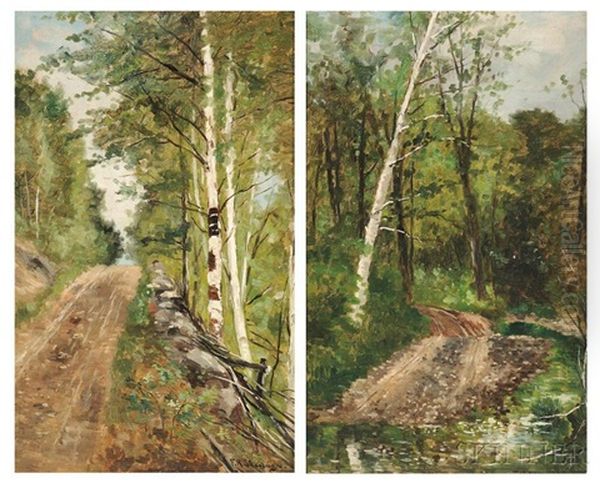 Two Landscapes: Old Road In Jackson N.h Oil Painting by Frank Henry Shapleigh